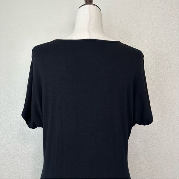 INC International Concepts Silver Chain Short Sleeves Black Tee - Picture 6 of 11